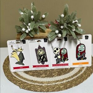 Disney Hallmark “Nightmare before Christmas set (4) metal Ornaments